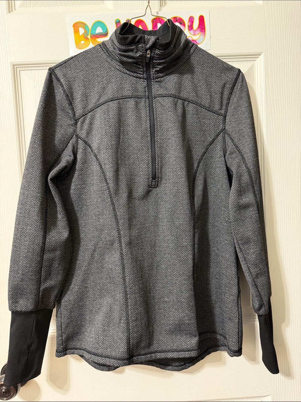 Athletic Works Black and Gray Zip-Up Half Collar Sweater